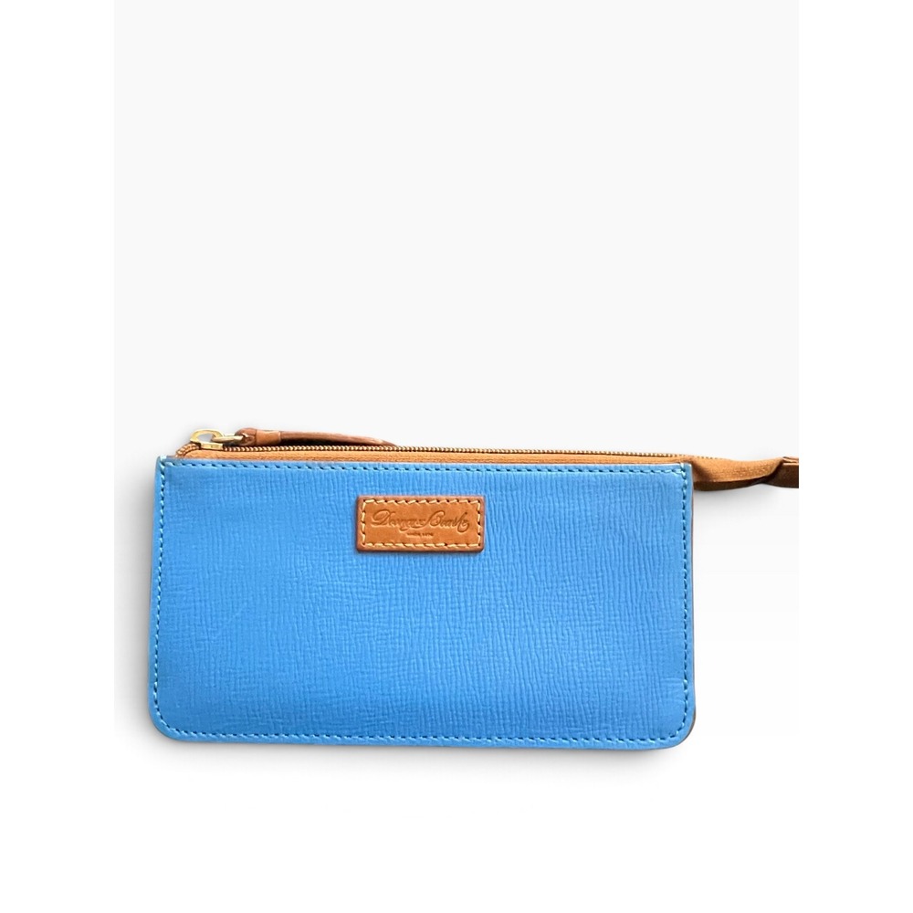 Dooney & Bourke Sky Blue Pebble Grain Leather Zip Clutch Wallet